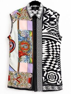 Authentic Versace Made in Italy 100% Silk Sleeveless Shirt